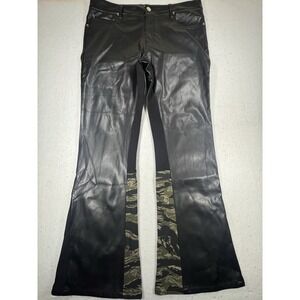 RARE EPTM Faux Leather Camo Insert Flare Pants Men 2XL 39 Tiger Stripe Black NWT
